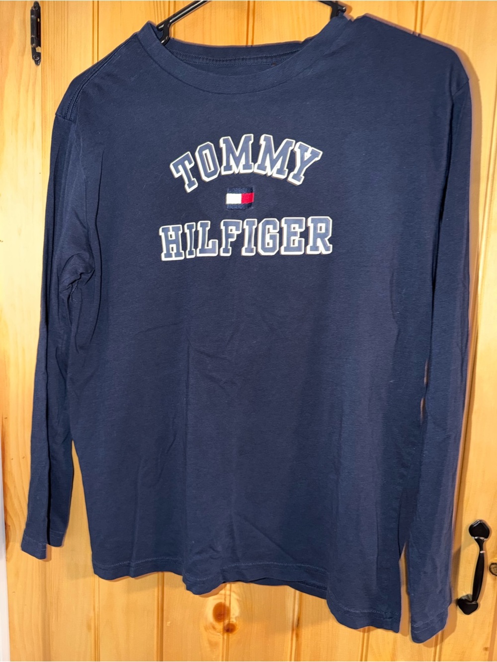 Tommy Hilfiger Navy Long Sleeve Logo Shirt- Boys XL 18-20